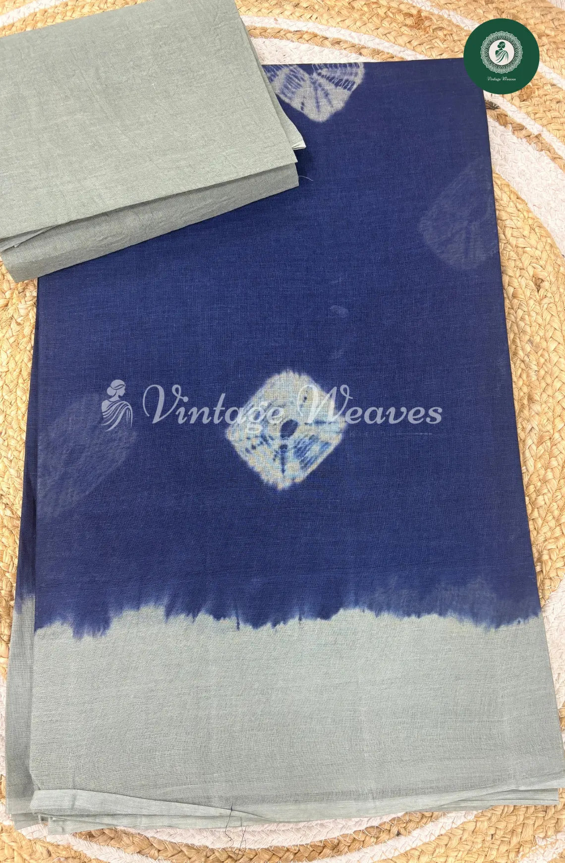 Dailywear Cotton Saree Bandhini -Blue with Grey1