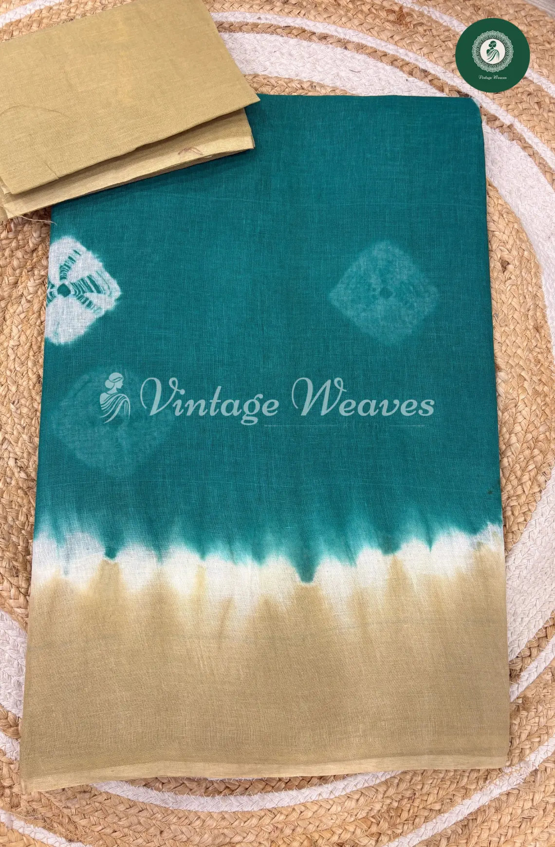 Dailywear Cotton Saree Bandhini -SeaBlue with Sandal1