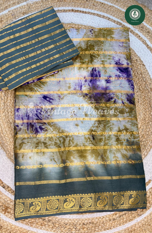 Daily wear Cotton Saree with Zari-Grey