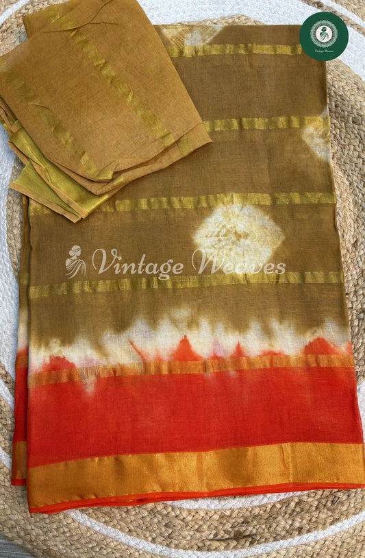 Dailywear Cotton With BandhiniPrintAllover-Green with orange