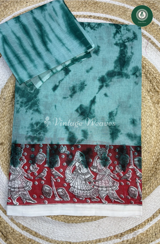 Dailywear VeenaPrinted Cotton Saree-Green