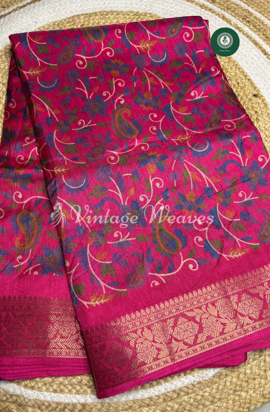 Dola Silk  Saree With Mango Motiff-Pink