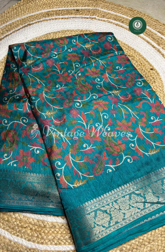 Dola Silk  Saree With Mango Motiff-RamaGreen