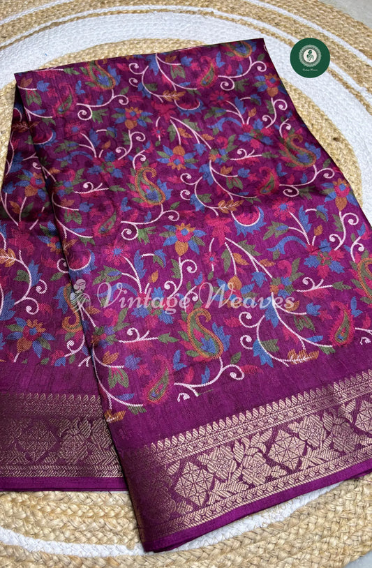 Dola Silk  Saree With Mango Motiff-Violet
