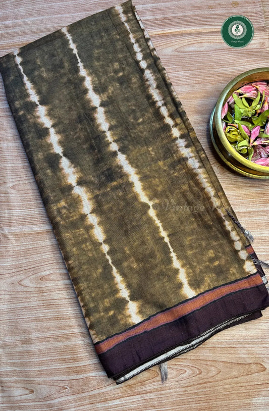 Fancy Tussar Soft Silk Saree with Kalamkari Pallu & Blouse - Green
