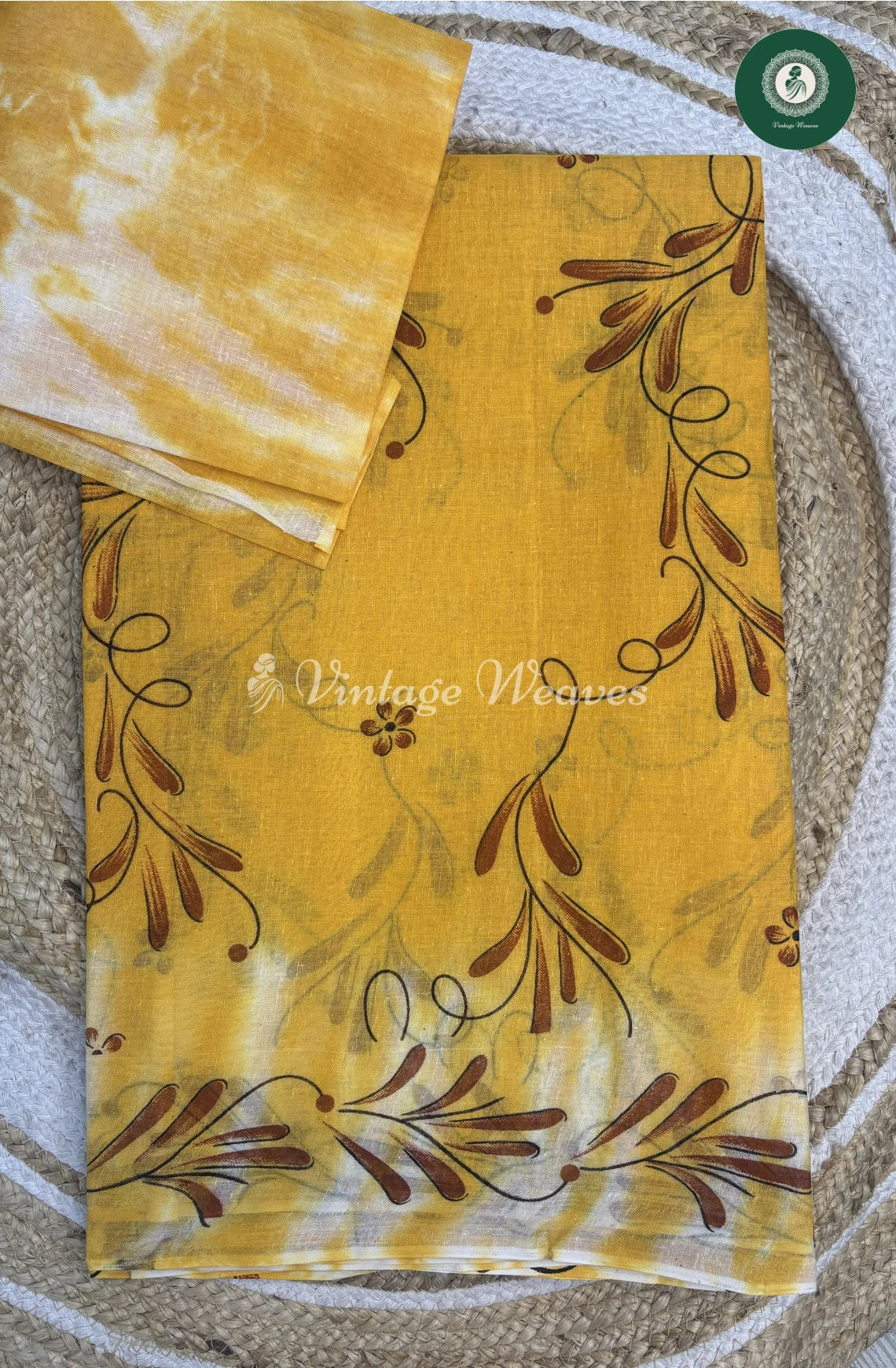 HandPainted Daily Wear Cotton Saree-yellow
