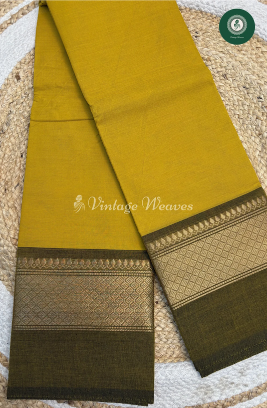 Handloom Chettinad Cotton Saree-Yellow