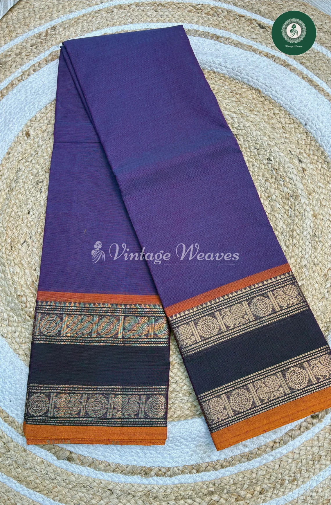 Handloom Chettinad Cotton Saree With DoubleBorder-Blue