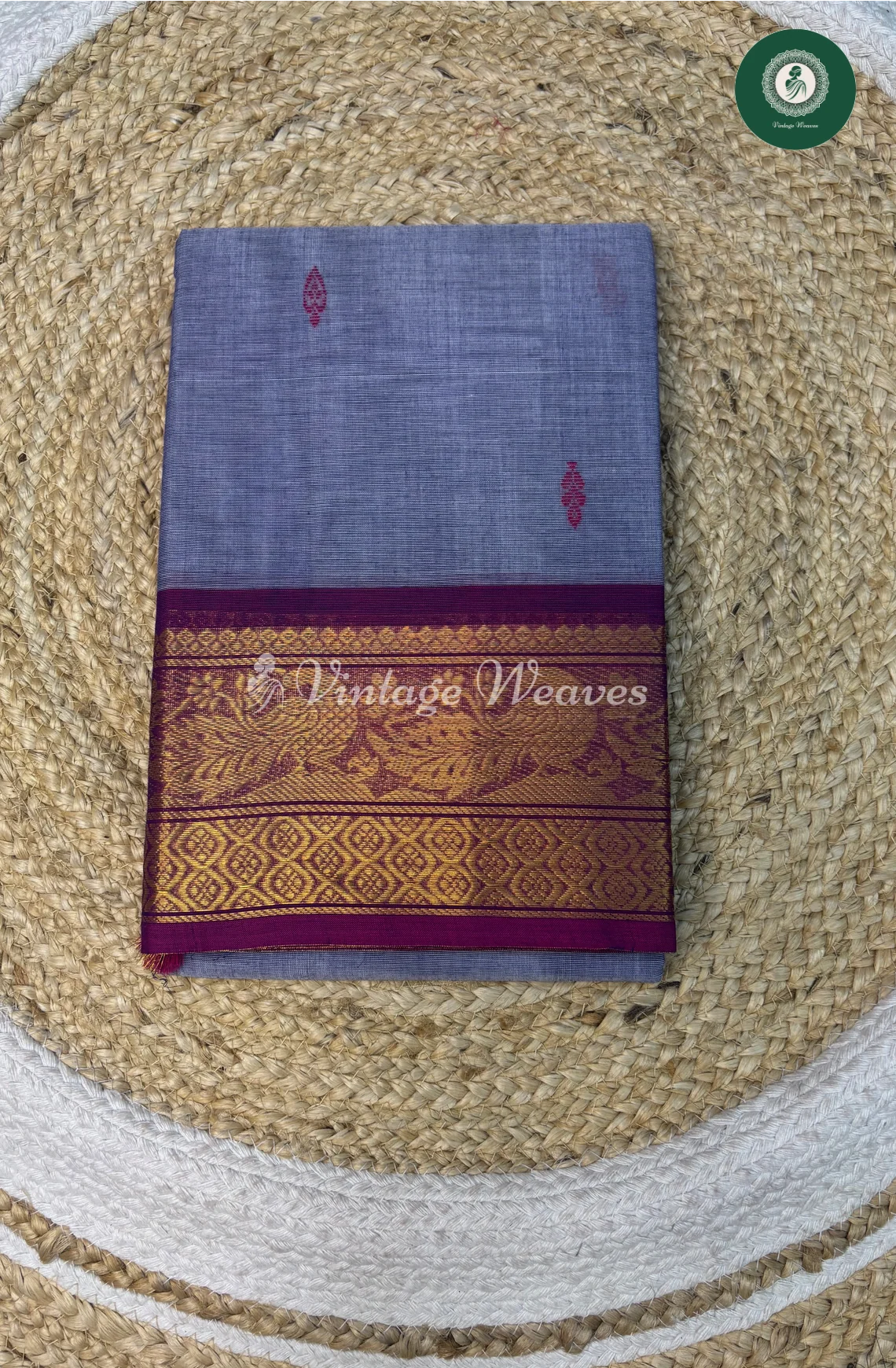 Kanchi Cotton Saree-Blue