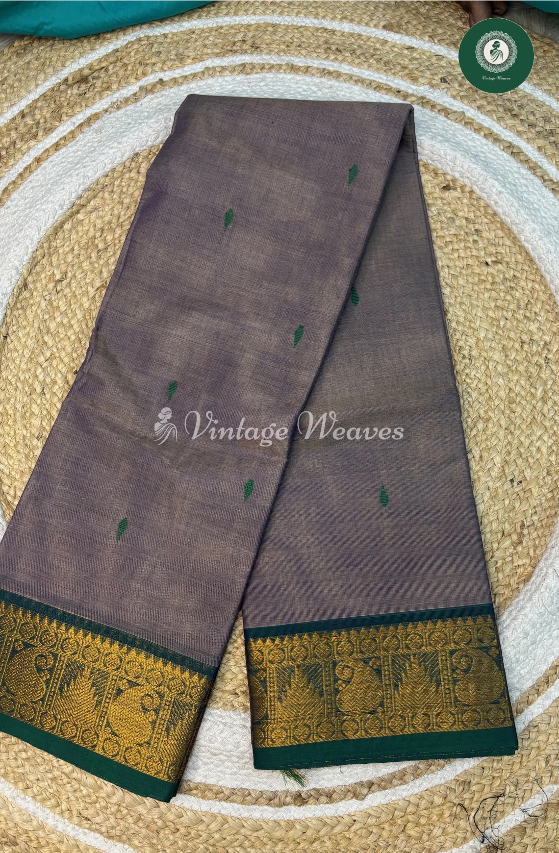 Kanchi Cotton With MangoBorder-Grey