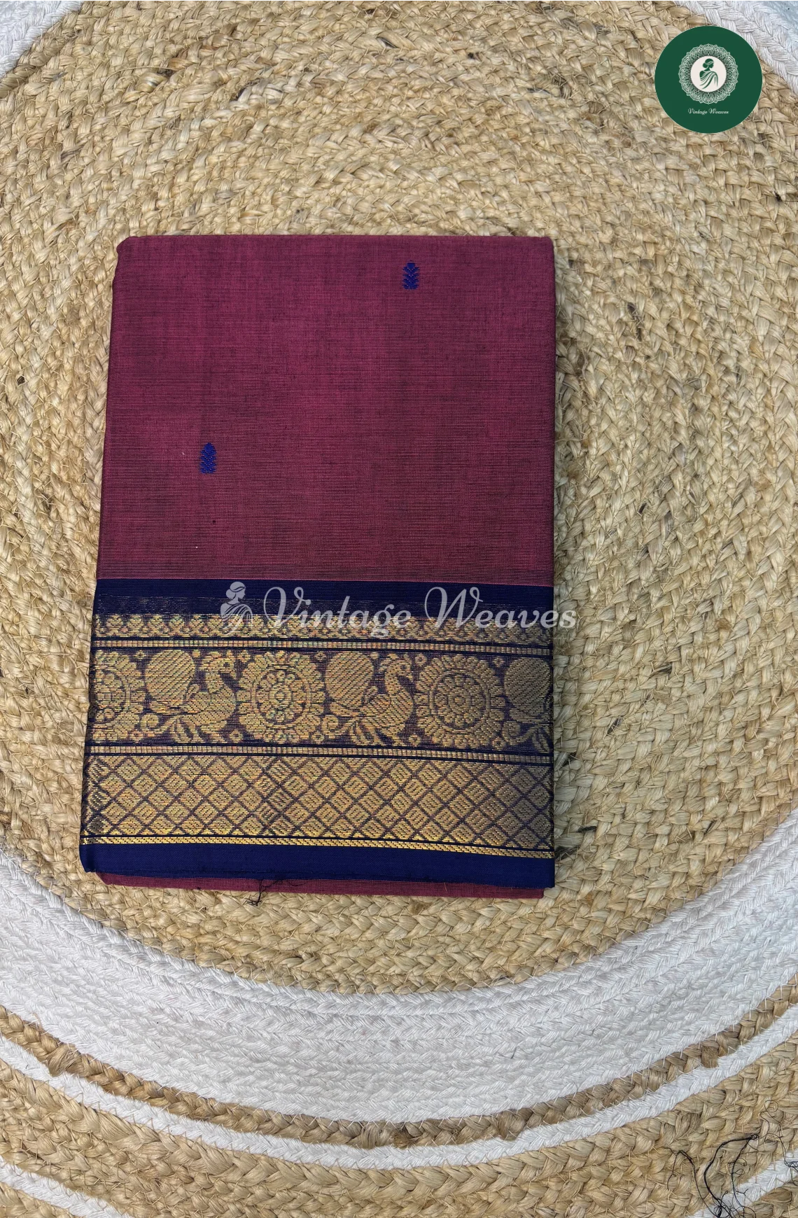 Kanchi Cotton With PeacockBorder-Purple