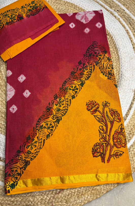 Kota Cotton Saree -Red