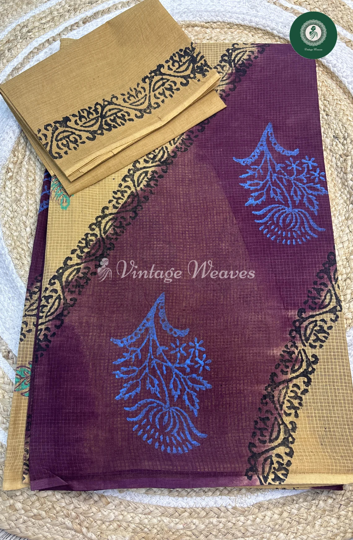 Kota Cotton Saree-SkinWithMarron