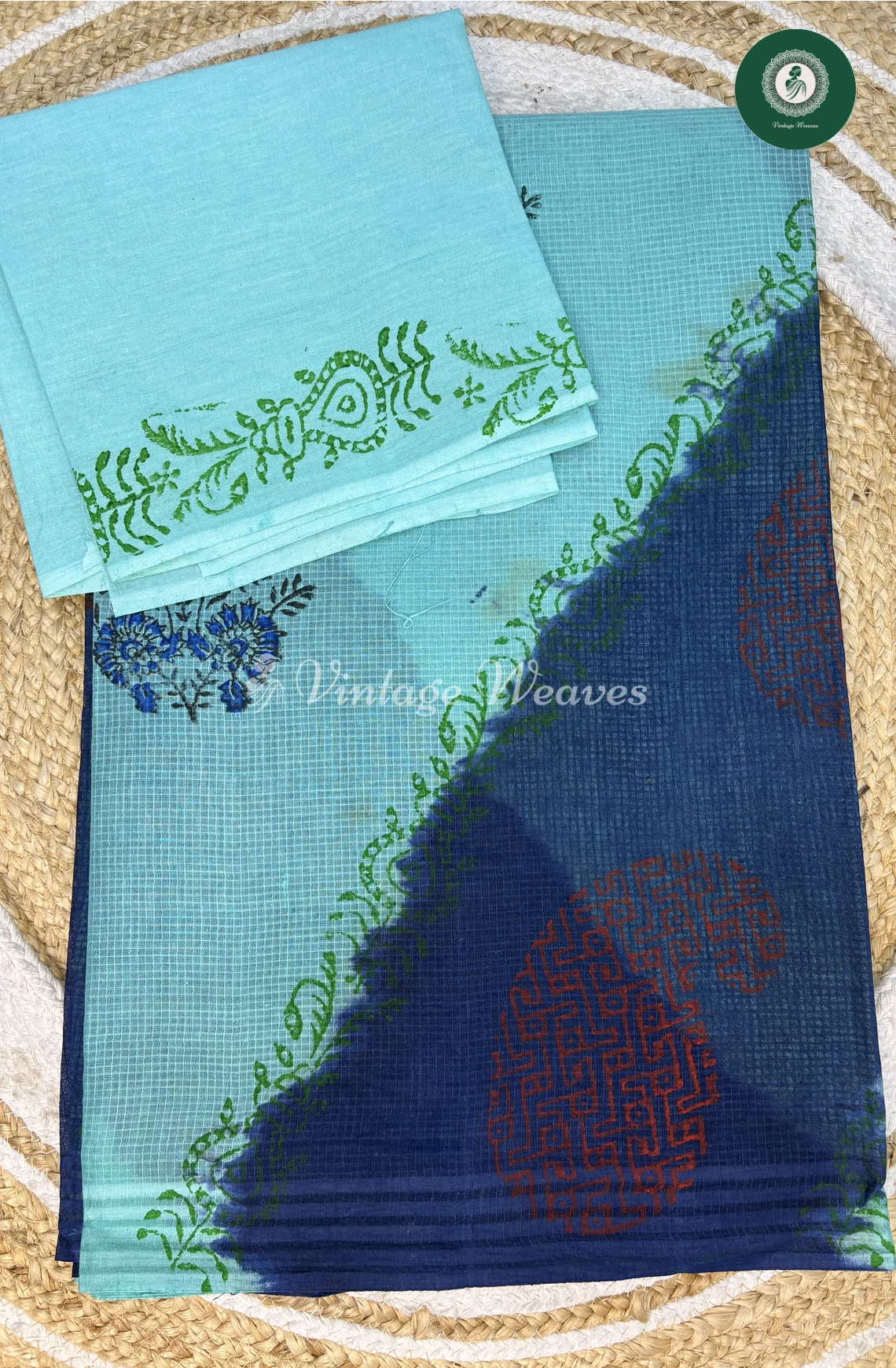 Kota Cotton Saree-lightblueWithBlue