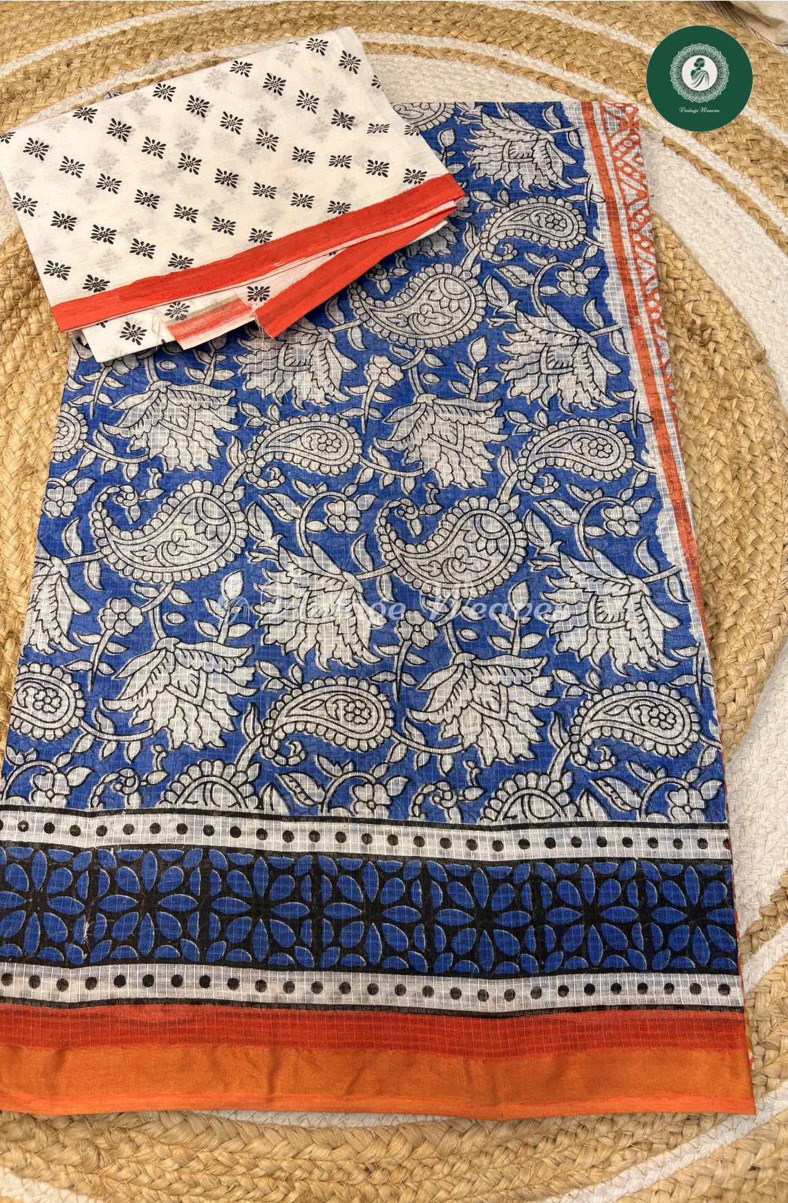 Kota Cotton Saree MangoPrint-Blue