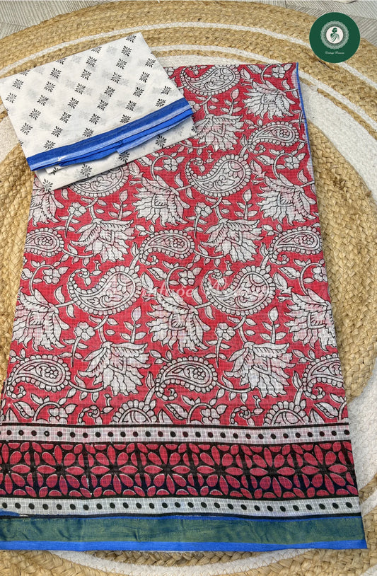 Kota Cotton Saree MangoPrint-Pink (1)