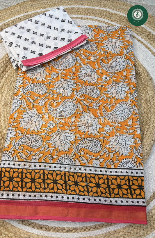 Kota Cotton Saree MangoPrint-Yellow