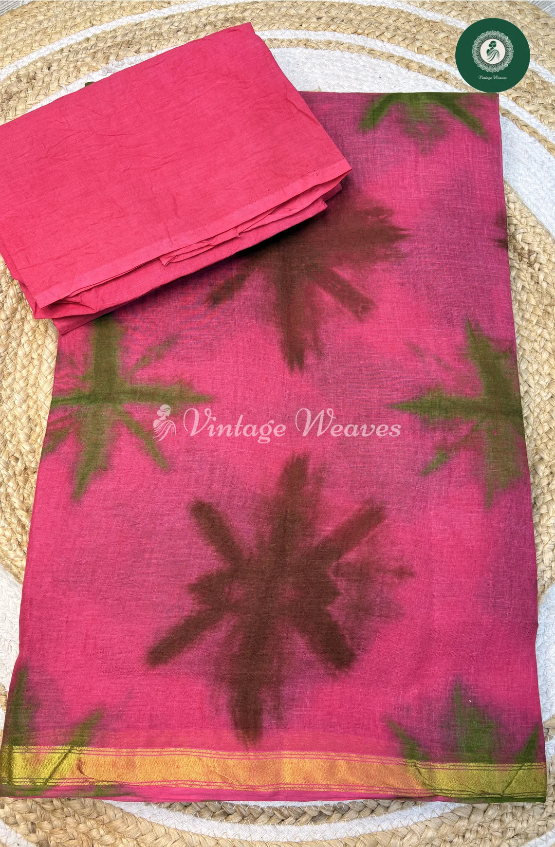 Kota Cotton Saree ShiboriFlower-Pink1
