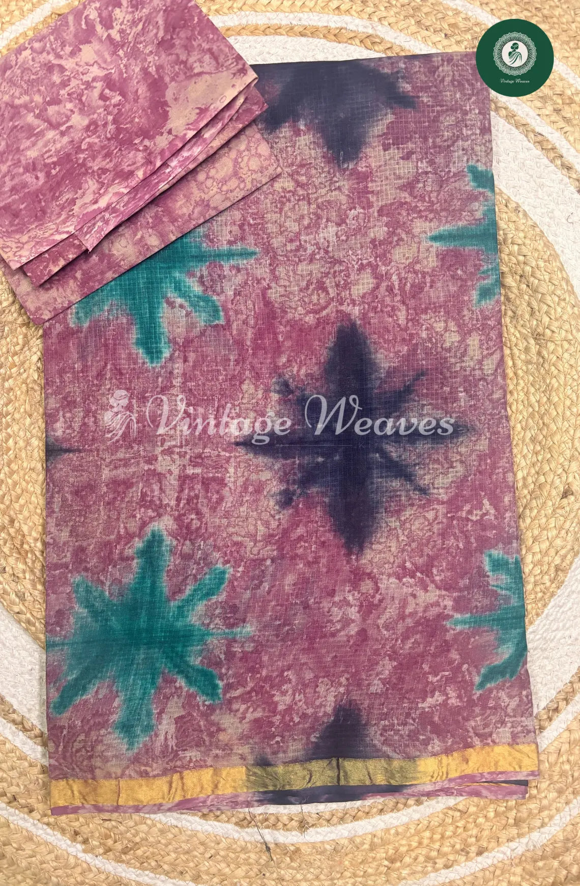 Kota Cotton Saree Star Print-LightPurple