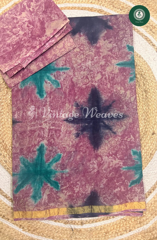 Kota Cotton Saree Star Print-LightPurple