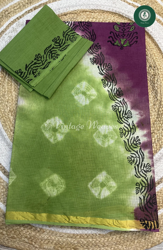 Kota Cotton SareeTrianglePrint-PurplewithGreen (1)