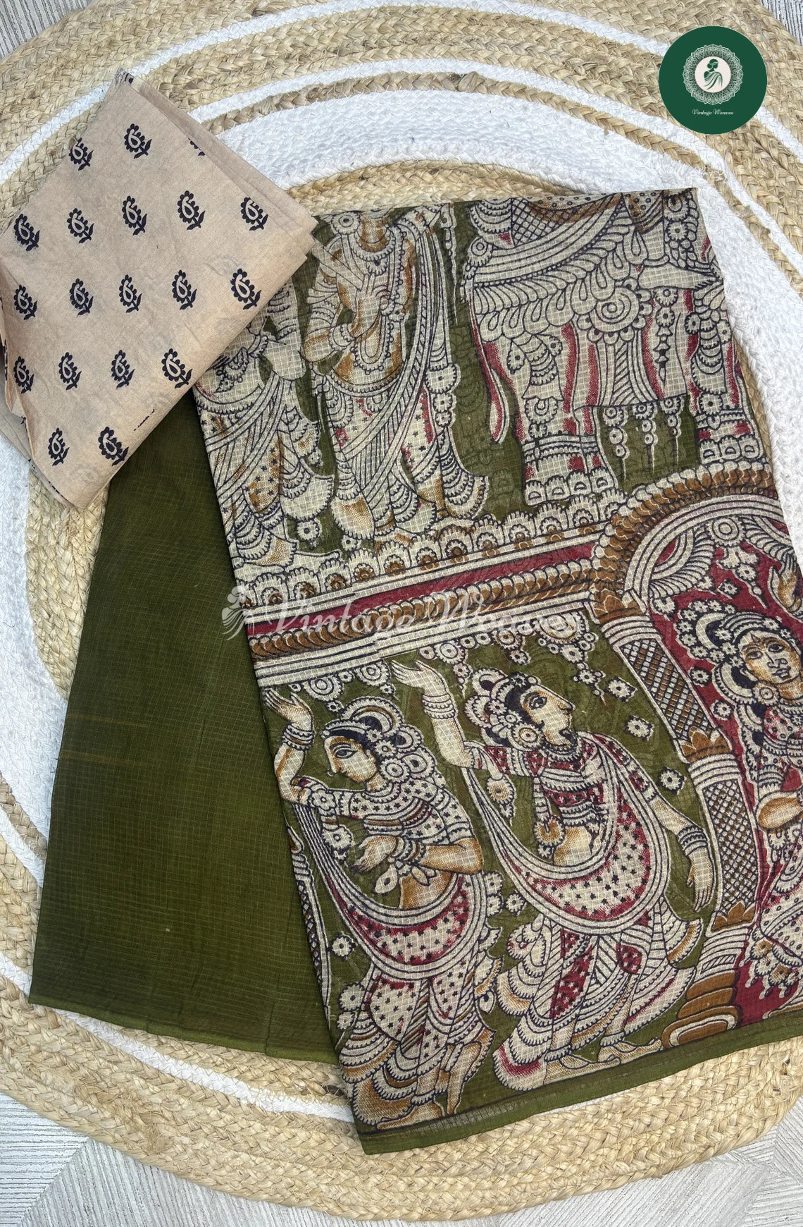 Light Weight Kota Cotton KalamkariPrint-LightGreen