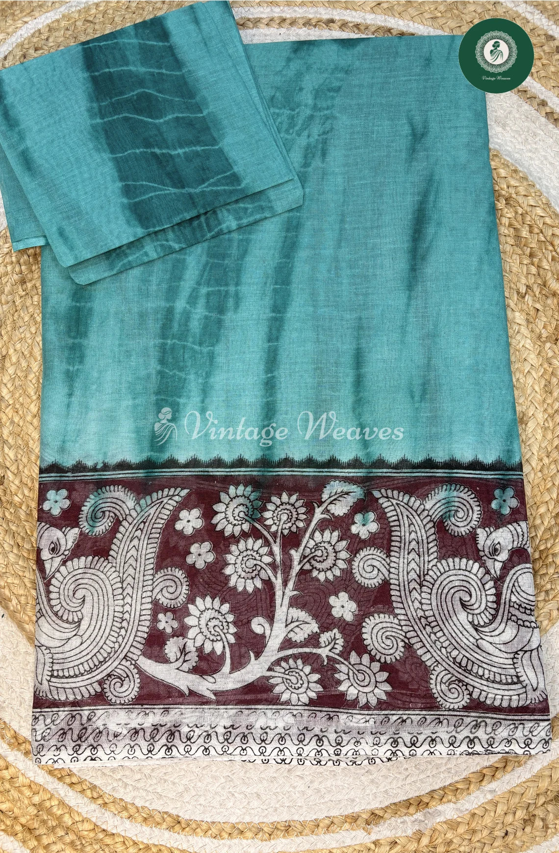LightWeight Shibori Cotton Saree-Green