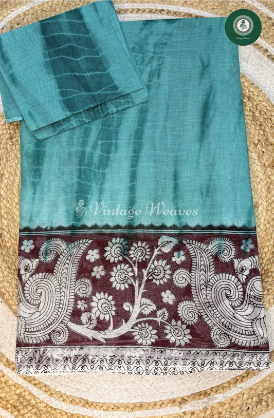 LightWeight Shibori Cotton Saree-Green