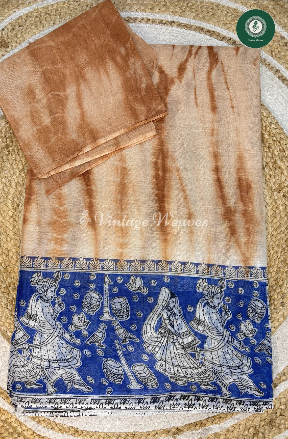 LightWeight Shibori Cotton Saree-Skin