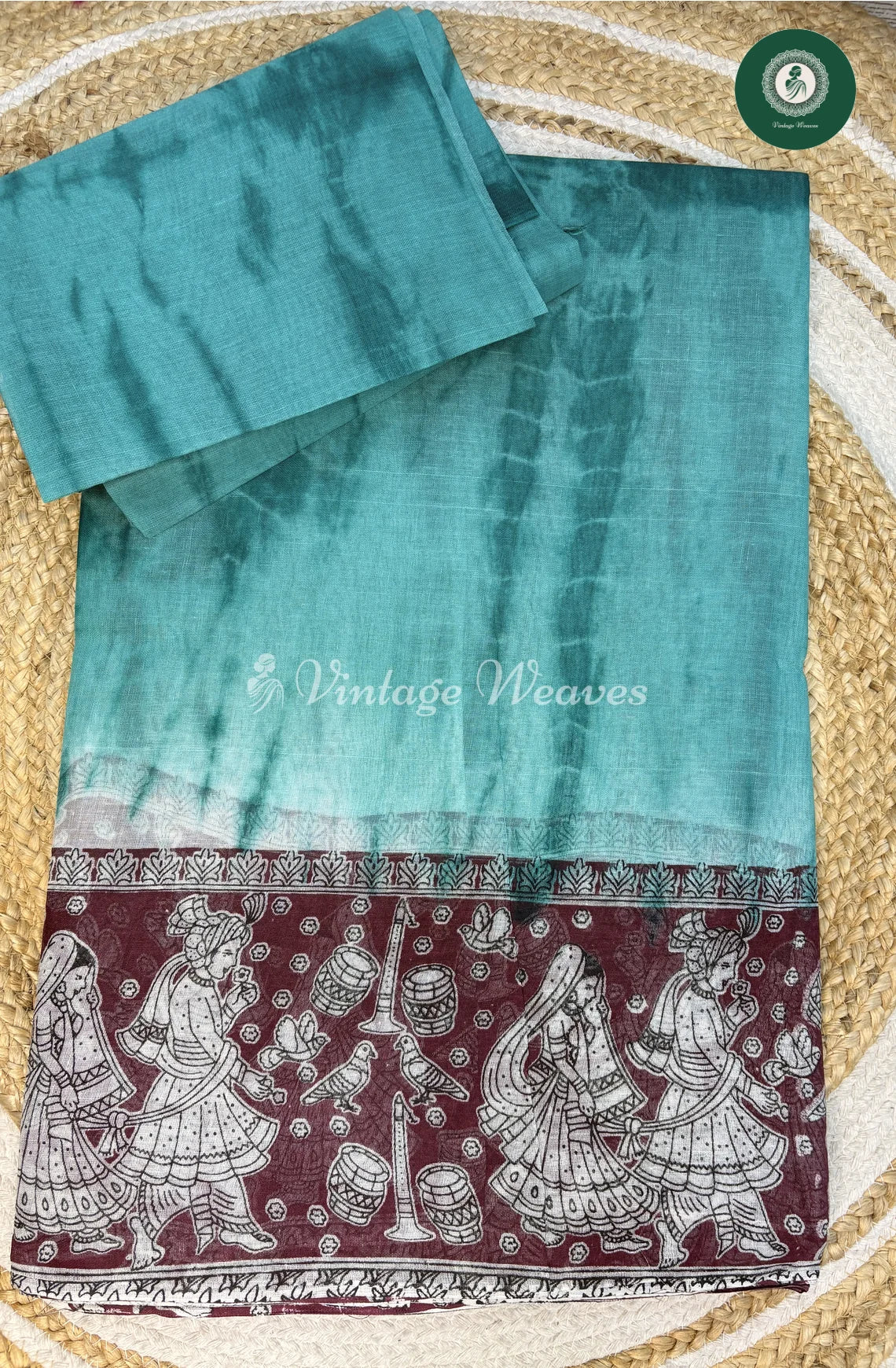 Lightweight Shibori CottonSaree-Tealblue