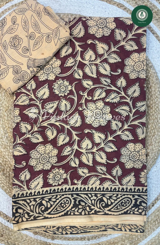 Malai Cotton Saree- Brown