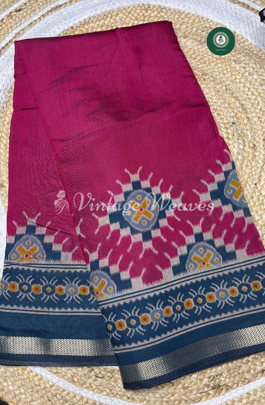 Mangalagiri Silk Saree With Zari Border-Pink