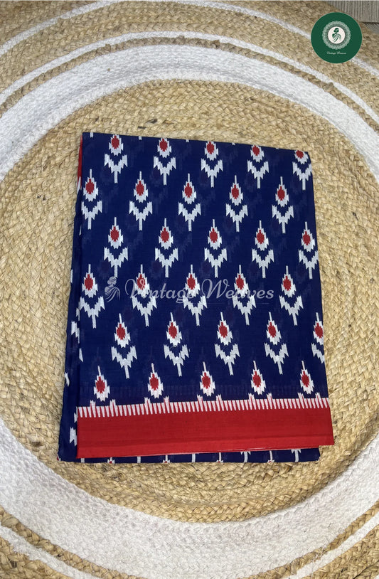Mul Cotton Ikkat Design -Indigo