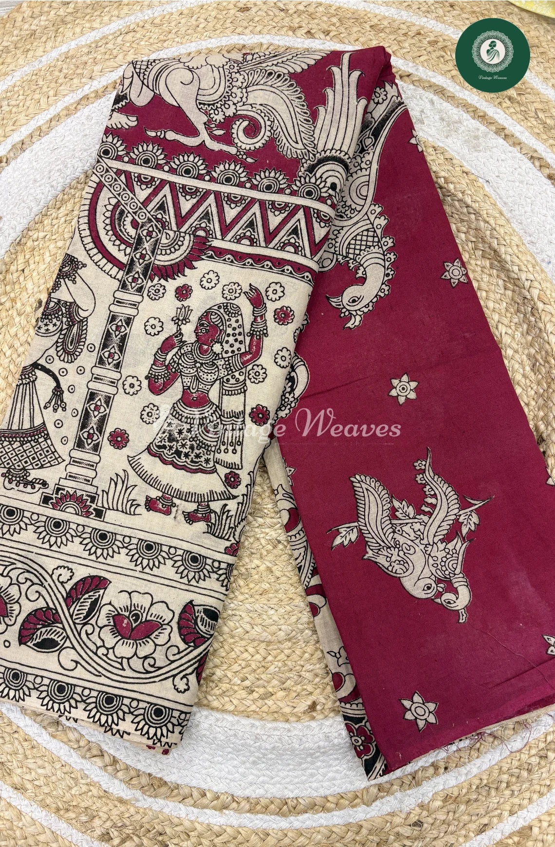 Mul Cotton Kalamkari Saree Artisans-Pink