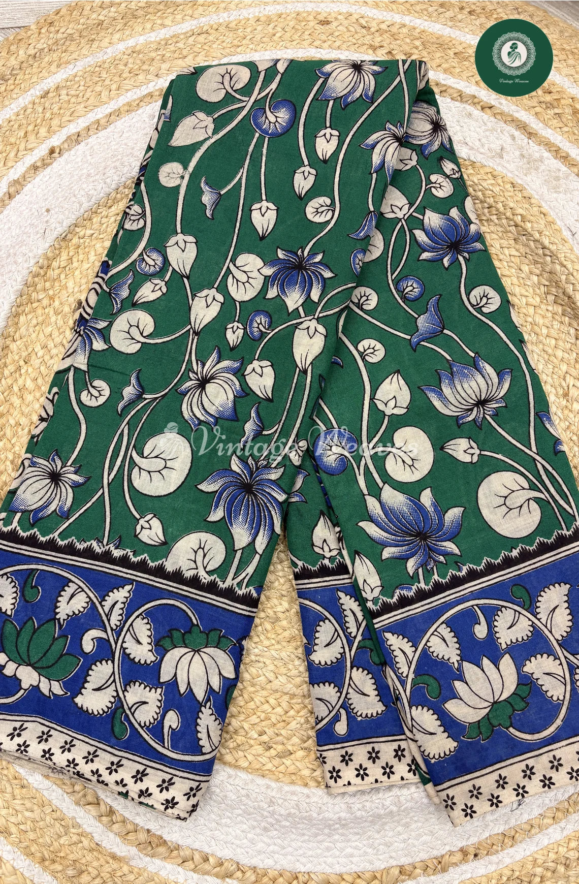 Mul Cotton Kalamkari Saree Cow-Brown