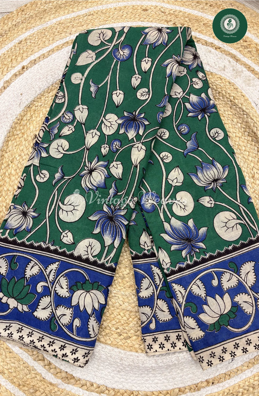 Mul Cotton Kalamkari Saree Cow-Brown