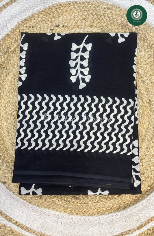 Mul Cotton Saree-Black