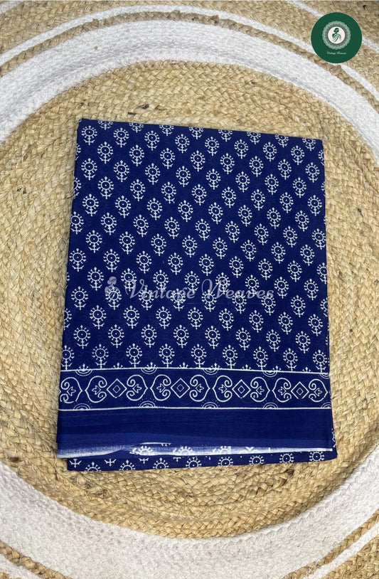 Mul Cotton Saree-Blue