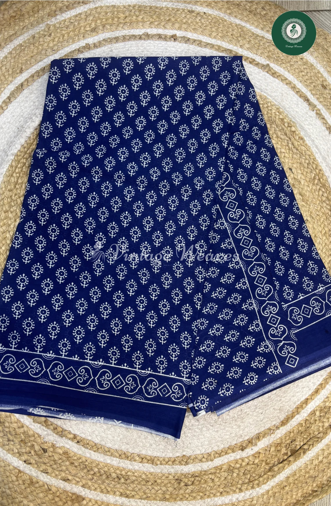 Mul Cotton Saree-Blue