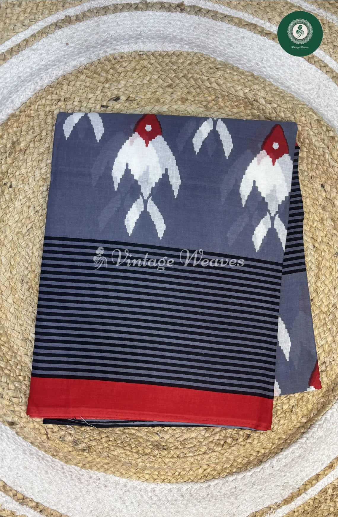 Mul Cotton Saree-Grey