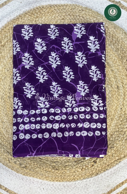Mul Cotton Saree -Purple