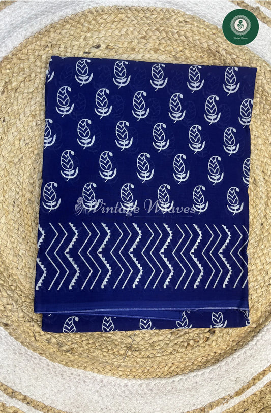 Mul Cotton Saree-Indigo Mango