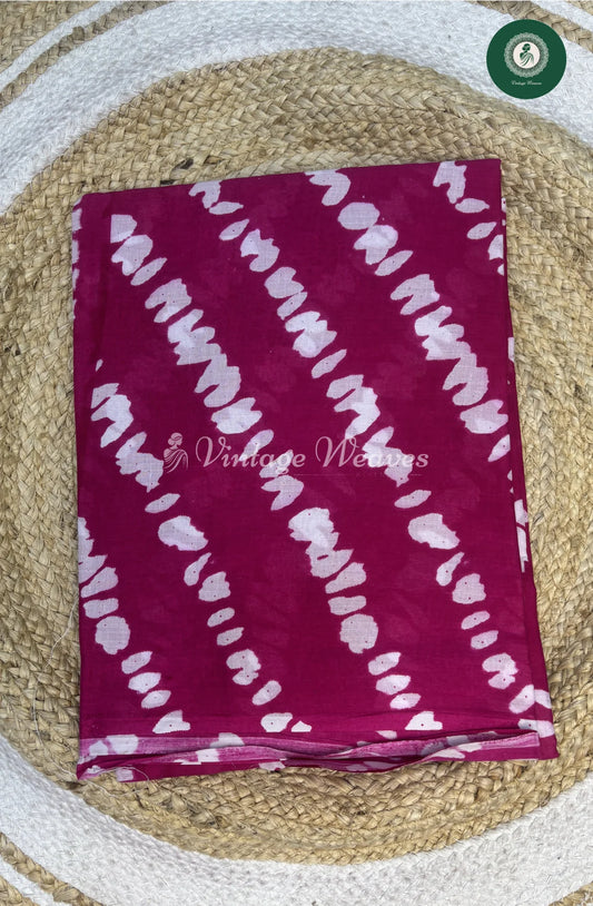 Mul Cotton Saree Shibori-Pink