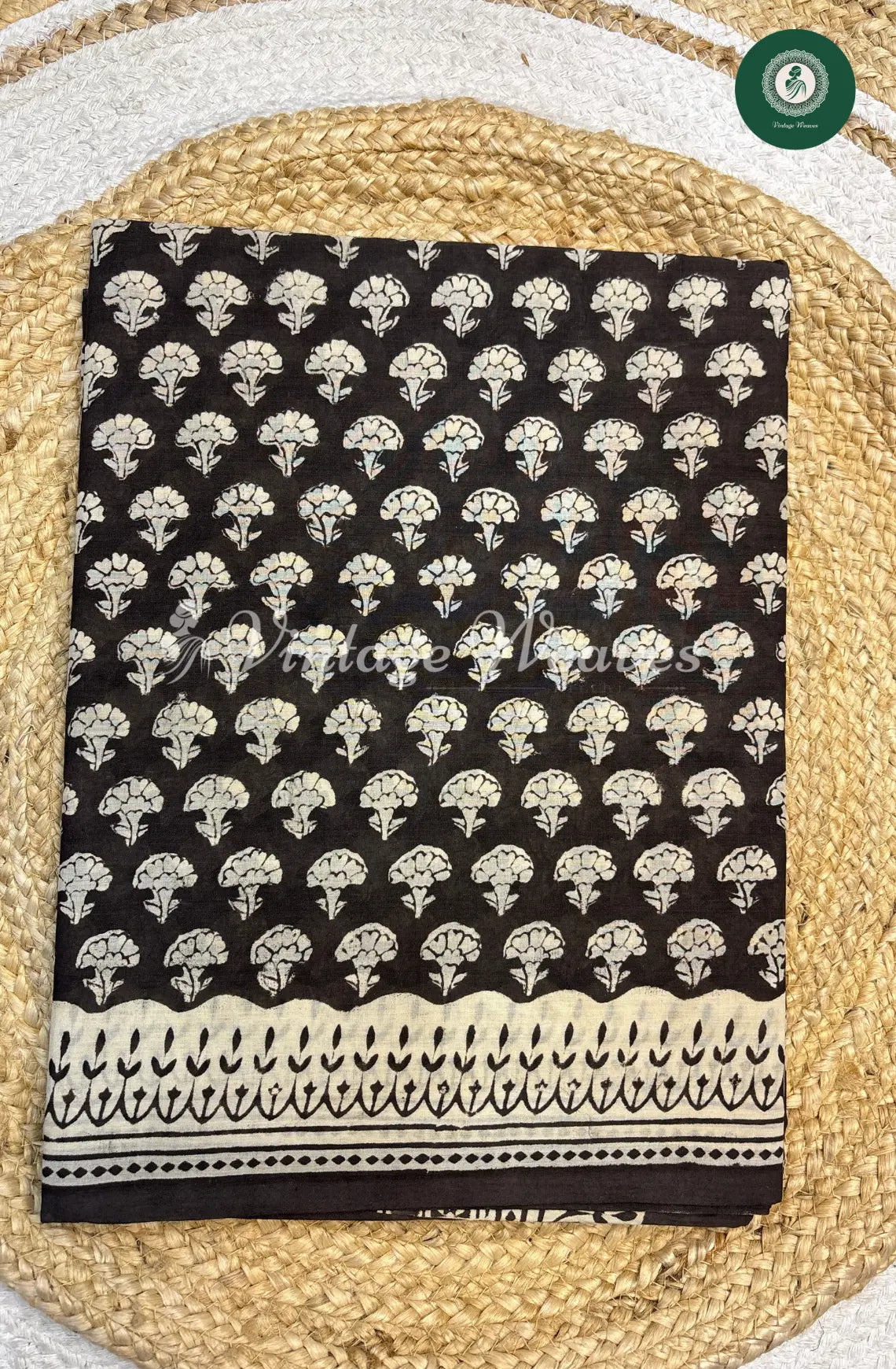 Mul cotton Handblock Print-Black