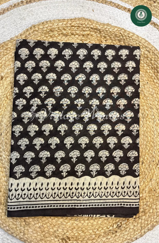 Mul cotton Handblock Print-Black