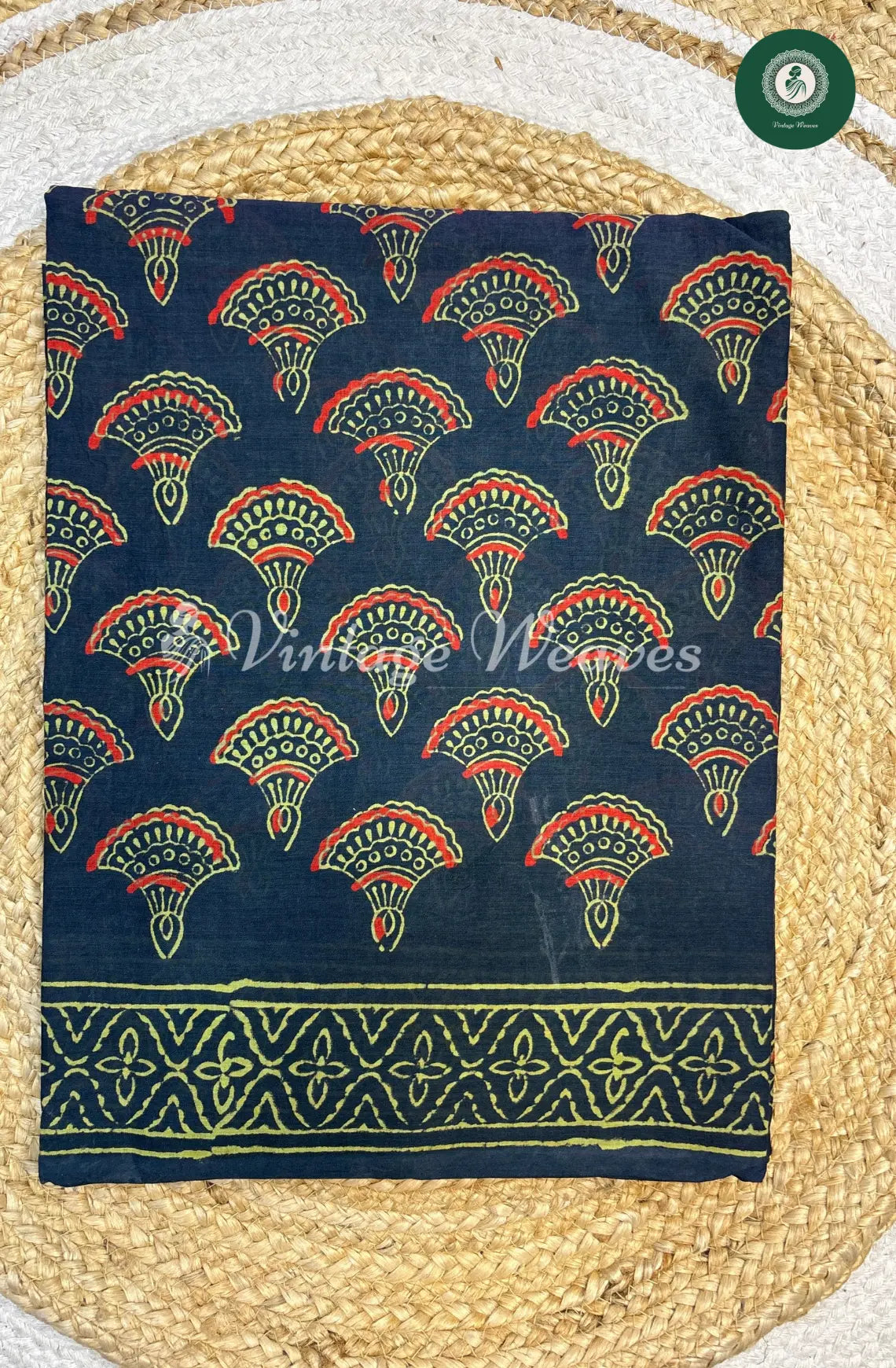 Mul cotton Handblock Print-Green