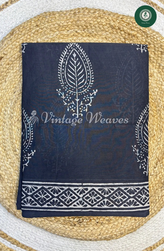 Mul cotton Handblock Print-Grey