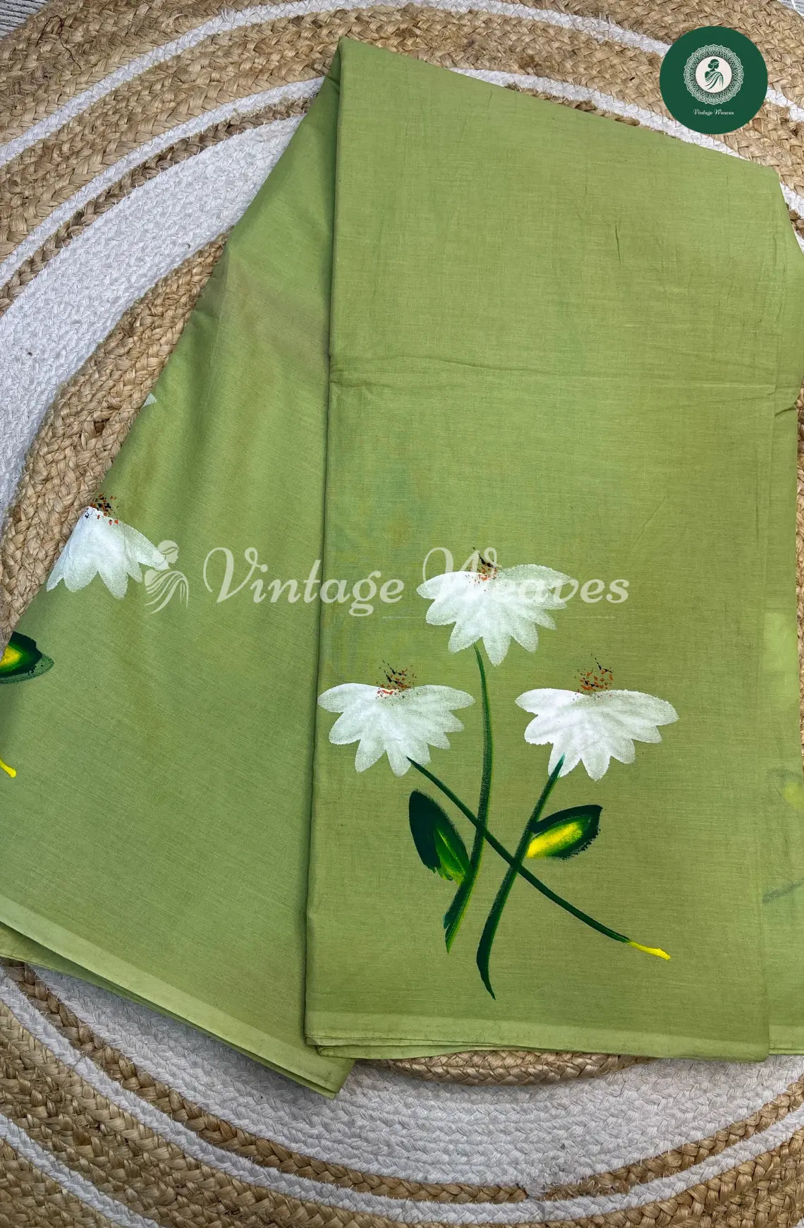 Mul cotton Handblock Print-LightGreen