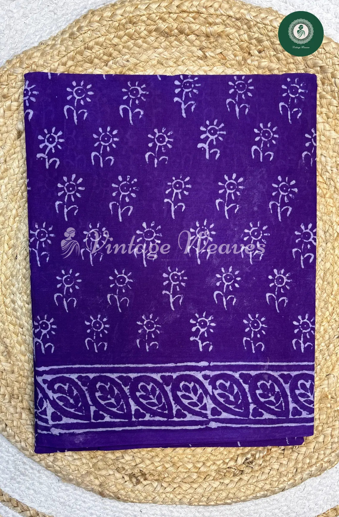 Mul cotton Handblock Print-Purple