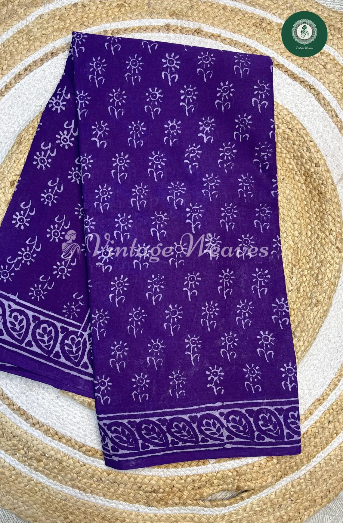 Mul cotton Handblock Print-Purple